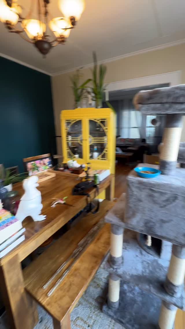 Cutting in some @benjaminmoore Edgecomb Grey with a Mallards Green accent wall 🔥