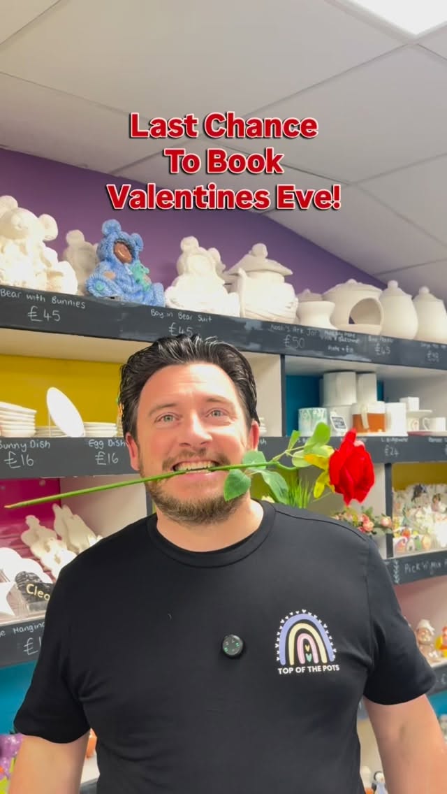 Last Chance To Book Valentines Eve Painting!
If you’ve left it last minute here is your opportunity.
https://www.topofthepots.co.uk/valentines
Pizza courtesy of the amazing @ilcortiledeli
Only £25 per booking to secure your table, hot drink and pizza. Up to 4 people per booking.
#potterypainting #pottery #ceramics #valentines