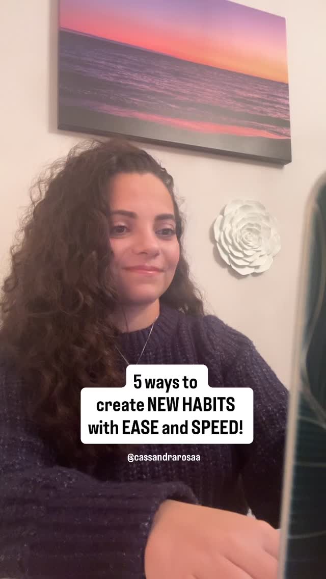 1️⃣ Create a crystal clear habit.
For example posting 3 times a week on Instagram, saying daily affirmations, or reading before bed instead of doom-scrolling.
2️⃣ Integrate this habit into your daily life with habit-stacking.
Schedule it into your day-to-day by having it immediately following an established habit.
For example posting right after your lunch break, saying daily affirmations after your brush your teeth, or reading as soon as you go into bed at night.
3️⃣ Have a visual or auditory cue.
Have something you need for your habit out in the open or on automatic repeat to cue yourself it’s time to preform the habit.
For example having your ring light out as a reminder for content creation, your affirmations posted on your mirror, or an alarm set for bedtime with your book on your bed.
4️⃣ Romanticize the experience.
Make the environment you are having your item inviting and uplifting so you are looking forward to doing your habit.
For example have a pump up song you play before content creation, decorate the paper you have your affirmations written on, or turn on a salt lamp and have a cozy blanket for reading time before bed.
5️⃣ Celebrate your progress.
The opportunities you make yourself feel good along the way the better!
Celebrating every small win with repetition signals your brain that it’s enjoyable to do the habit which will make you more willing to do it.
For example have a calendar to check off the days you posted, have a happy dance to do after you say your affirmations, or write down each book you read to see how far you’ve come.
I hope these tips were helpful!
Drop a ⭐️ if this resonated or share one of your fav hacks 👇🏼