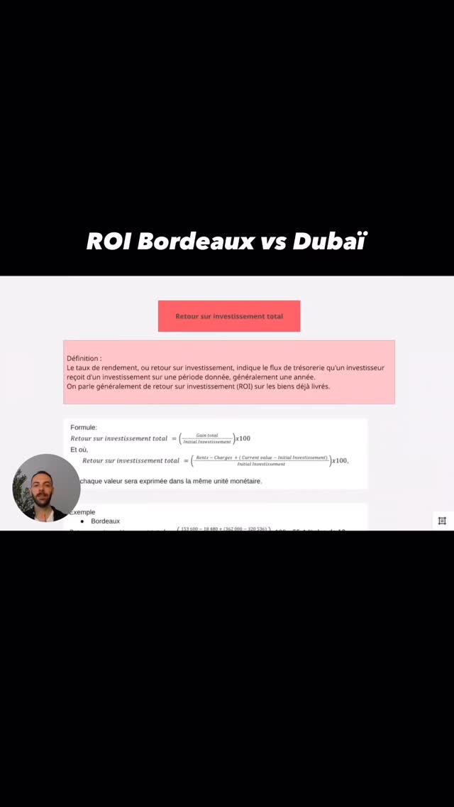 Retour sur investissement total : Bordeaux 🇫🇷 vs Dubaï 🇦🇪
Deux villes qui ont fait rêver les investisseurs ces 10 dernières années.
Mais quand on additionne cash-flow + appréciation du capital, le résultat peut surprendre.
#dubai #investissement #uae #immobilier #bordeaux