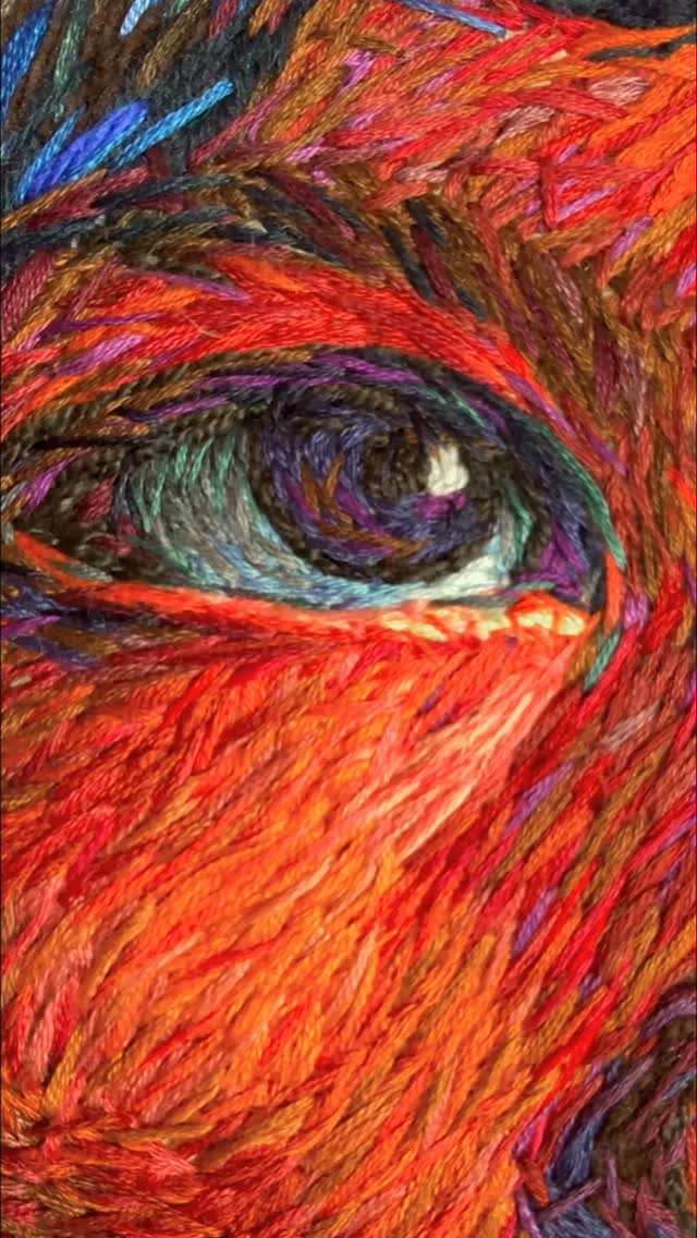 Needle in, thread through and knot. Over and over and over.
I love how it’s the repetition of the small things that builds the picture. Little moments, micro decision’s and slowly edging forward. It’s the only way from start to finish. Just one stitch at a time, like it’s been done for centuries.
#embroidery #wip #needlework #portrait #cantwaittoshowthiswork