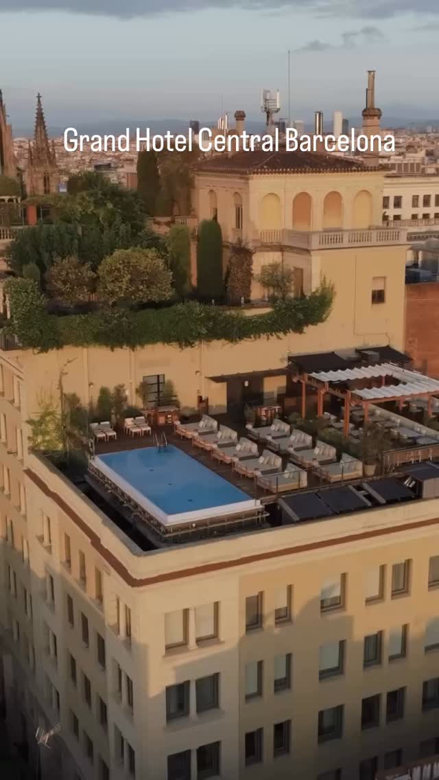 Golden hour at Grand Hotel Central. Barcelona never looked so good from up here. #GrandHotelCentral #BarcelonaViews #RooftopVibes #TravelSpain #luxuryfamilytravel