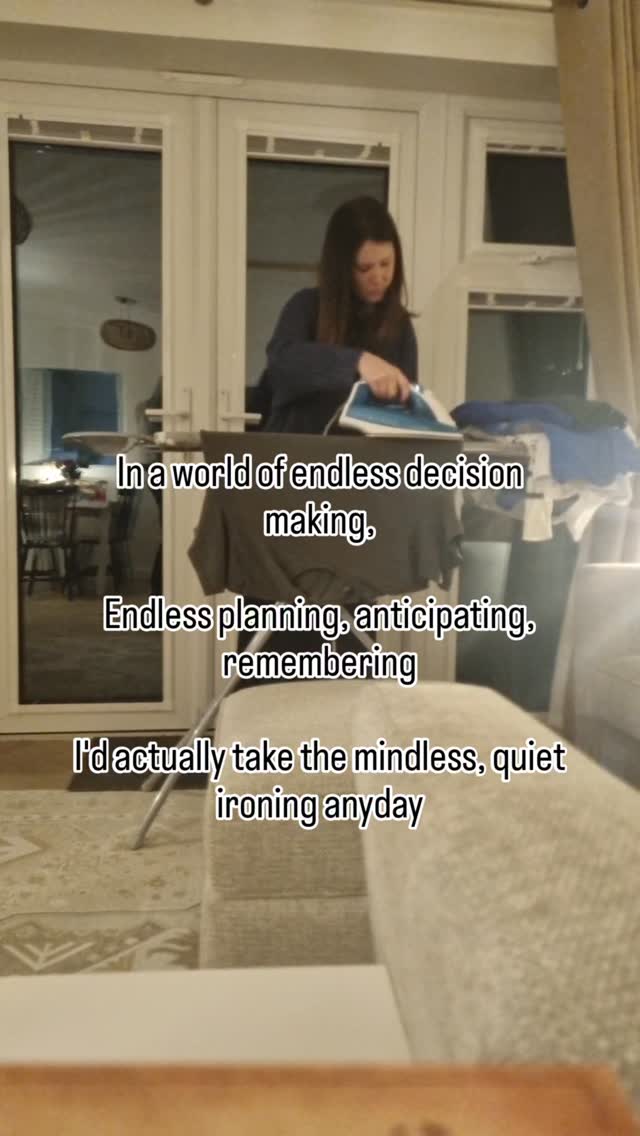 The mental gymnastics is endless.
There's so much to think about. There's so much mental work to do. Always.
It's impossible to switch off.
So me, I'd take the physical job of ironing any day. No thinking. No planning. No figuring out. No remembering.
Just doing.
In this season of life... that's often the closest thing to mental rest we get 🤦🏻♀️
#mumlife #mentalload #parentaloverwhelm #parentlife #ironingboard