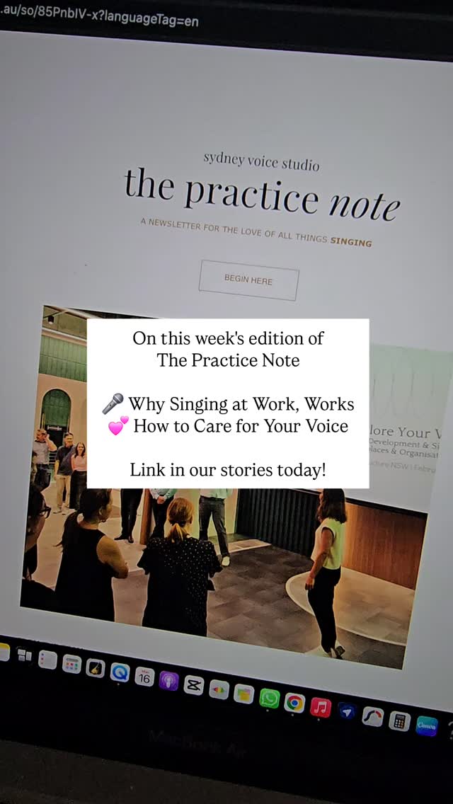 We're three weeks into our new and updated newsletter of the year, 'The Practice Note' - where we share practical bits and bobs about all things singing - and we hope you're enjoying its new vibe!
In this week's edition:
🎤Work Getting To You? Time to Sing it Out!
This week, Vee discusses how singing can help foster team cohesion, focus, and creativity - and what science says about singing together.
💕Give Your Voice some Love
Then, we also re-visit some well loved reminders about taking care of our voices, courtesy of Alisha!
Link in our stories, or subscribe on our website!
See you at the studio 🤗