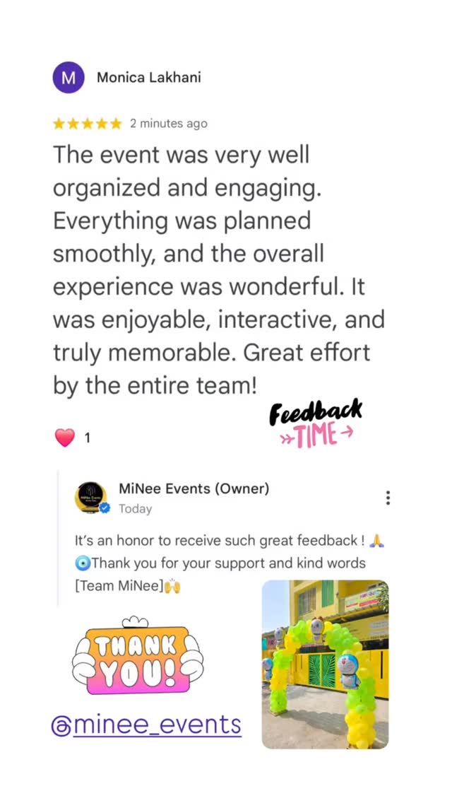 Happy clients, happy team! 💖"
"We thrive on your satisfaction.
#mineeevents #happyclient #reviewtime #review #happyreview clintdiaries❤