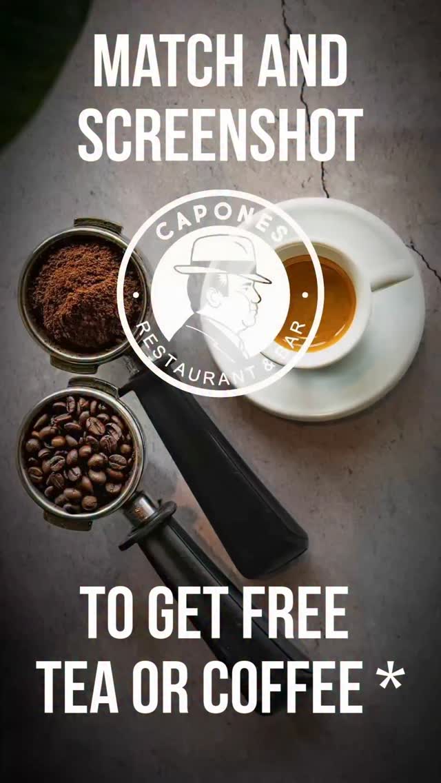 Ready, steady… catch! 🎯😄
Spot the logo in the circle, snap a screenshot 📸 and show it to your server to get a free tea or coffee with your dine-in order ☕️
T&Cs apply:
• Dine-in only
• Monday–Thursday
• Valid until the end of February
#caponesgalway #galway #thisisgalway