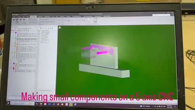 When we make smaller components that have no surface to hold them steady, we put small timber pods along an edge which are removed by hand afterwards. It holds the sections steady enough for machining and allows us to expose any face to the router for machining smaller details into
#woodwork #wing #madeinsheffield #cnc #elm