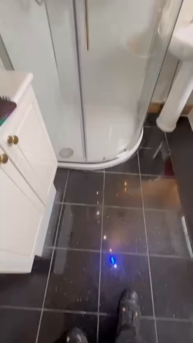 New shower enclosure/area fitted with grab rail/ plus new fitted taps to bath and sink