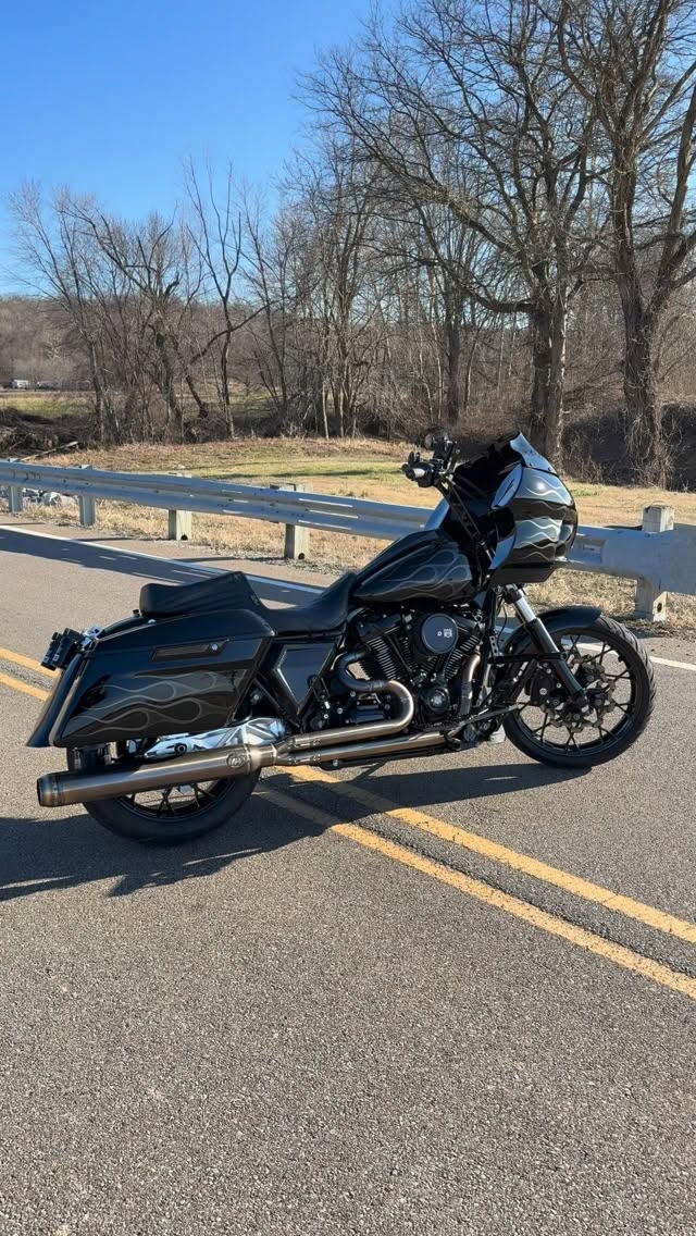 Just knocked out this #roadking paint for @zombiechewie and installed our new #bagger destroyer swingarm! This thing runs, rides, and looks amazing! Thank you for trusting us with your bike and for your continued business and support! #boostedbrad #custompaint #harleydavidson