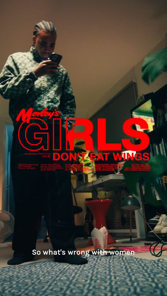 🎬Girls Don't Eat Wings💞
Join us this Saturday 14th for Valentines with Morley's (Tickets in Bio) in Peckham
Credits
🎥 Director - Jack Wales
Producer - Ella Griffith
Executive Producer - Morley's Made
Production Assistant - Ella Silk
Production Runner - Yu Yat Andrew Sin
Production Runner - Deckard hurd
1st AD - Harley Ruby Cameron-Furze
2n AD - Oscar Maher
DOP - Zain Zaidi
1st AC - Yared Stephenson
2nd AC - Roni Tong
Gaffer - Jordan White
Spark - Fola Abatan
Art Director - Ally Andrews
Art Assistant - Loulou Mattinson
Sound Recordist - Marcus Anuzis
BTS - Jago Stock
Casting Agent - AUTUMN JENSEN CASTING
Cast - Prince Dike
Cast - (Abz) Abdirahman Warsame
Cast - Jasmine Johnson-Cole