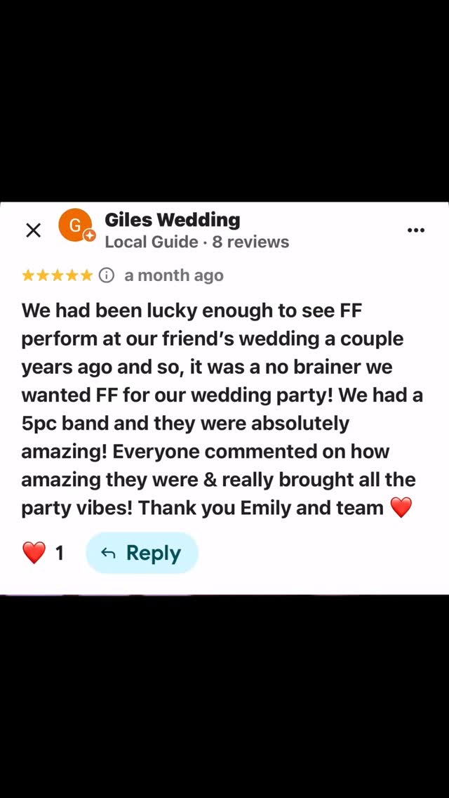 We always LOVE the luscious feedback ❤️
❤️FF
.
.
.
#livemusic #weddingparty #partyband #londonwedding #coversband