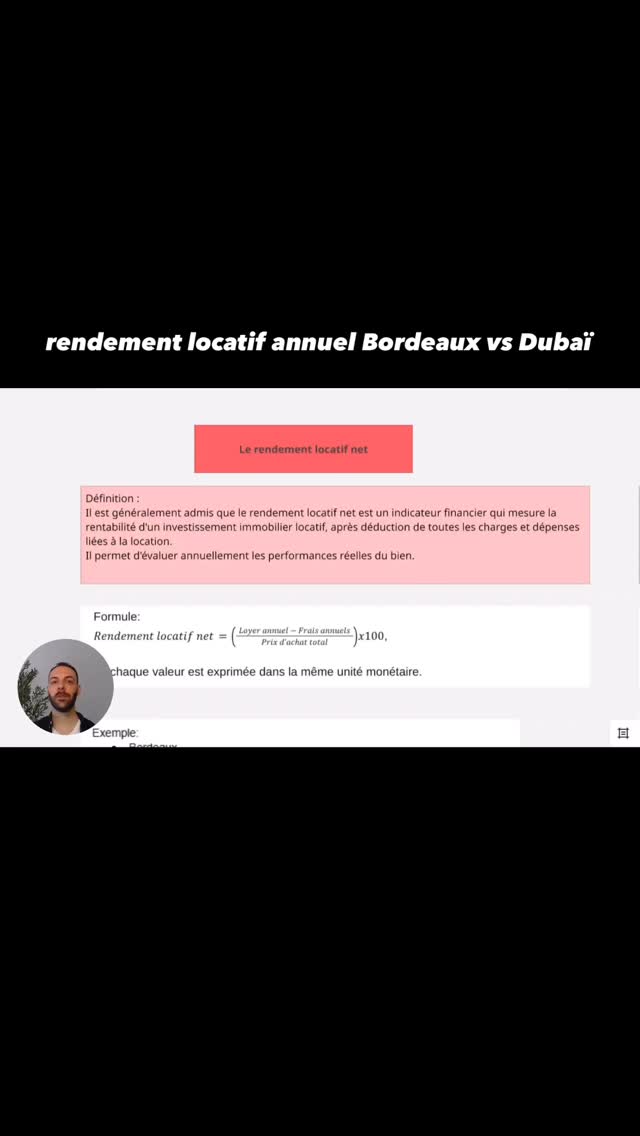 Analyse comparative du rendement locatif annuel entre Bordeaux 🇫🇷 et Dubaï 🇦🇪
Deux villes qui ont énormément attiré les investisseurs ces 10 dernières années.
Retrouvez l’intégralité de l’analyse sur la chaîne YouTube