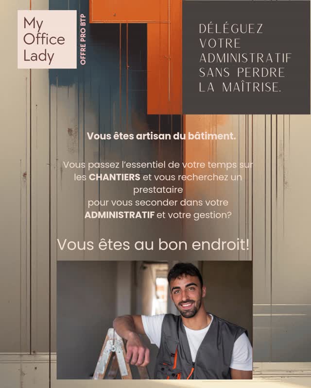 Artisans du bâtiment à Plabennec et dans le Nord-Finistère, je vous accompagne de manière opérationnelle dans la gestion de votre activité pour sécuriser vos ventes, maîtriser vos achats et préserver votre trésorerie.
• Intervention possible dès la phase de création ou au démarrage de votre entreprise
• Missions adaptées à votre organisation et volume d’activité en intervention ponctuelle ou régulière.
Vous avez un besoin ? Parlons en lors d’un rendez-vous découverte gratuit !
#artisanbtp #artisansdubâtiment #tpebtp #gestionadministrative#artisanfinistere#btpfinistere
#facturation #relanceimpayes