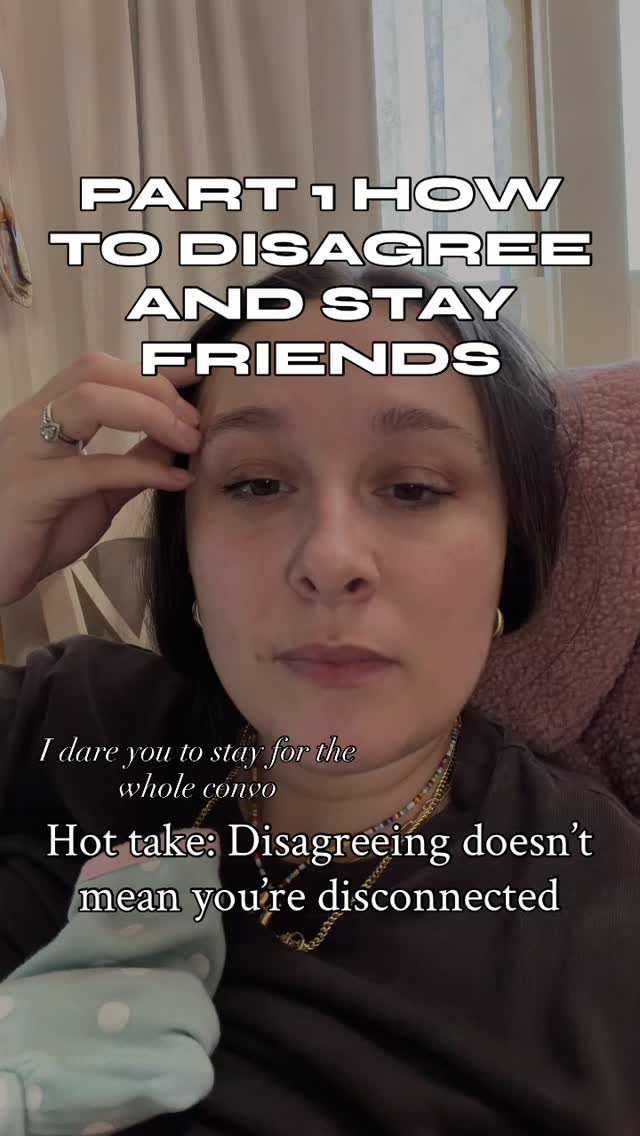 I think we need to talk about how to share opinions and disagree while still staying connected. ✨ people with a different opinion than yours shouldn’t be intimidating or uncomfortable. It should be a growing experience. #therapyforwomen