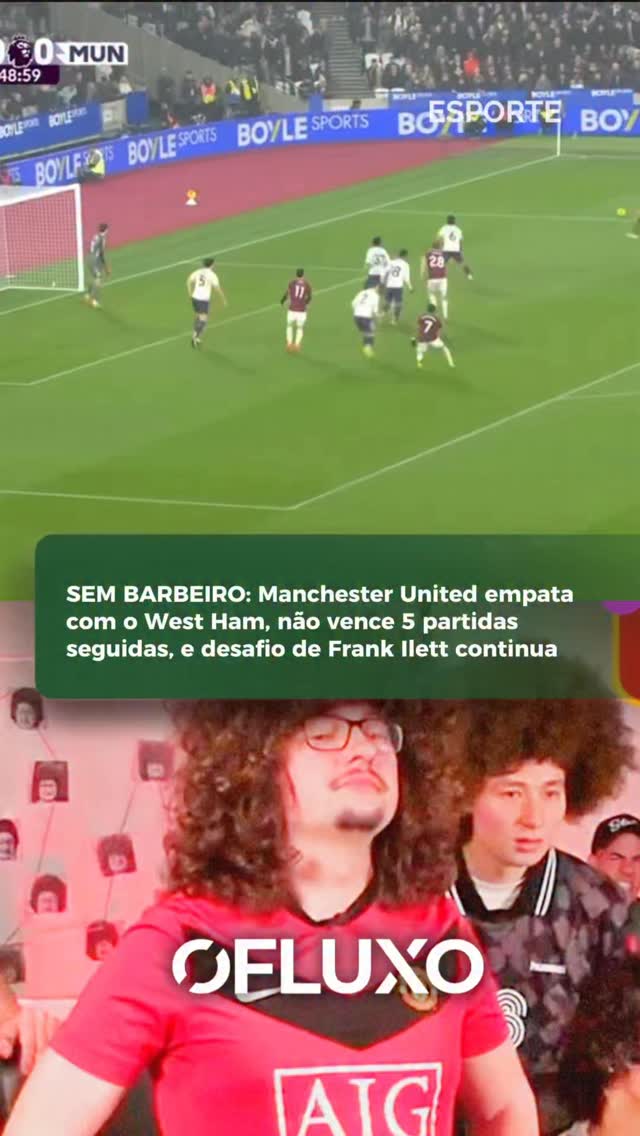 Segue o desafio: o Manchester United, que vinha de 4 vitórias seguidas no futebol inglês, tropeçou ontem (10) para o West Ham, empatando em 1-1.
Com o placar final, a equipe não chegou às 5 vitórias consecutivas, viralizando novamente o desafio de Frank Ilett, que segue de pé e com mais de 400 dias corridos.
Imagens: ESPN e @theunitedstrand