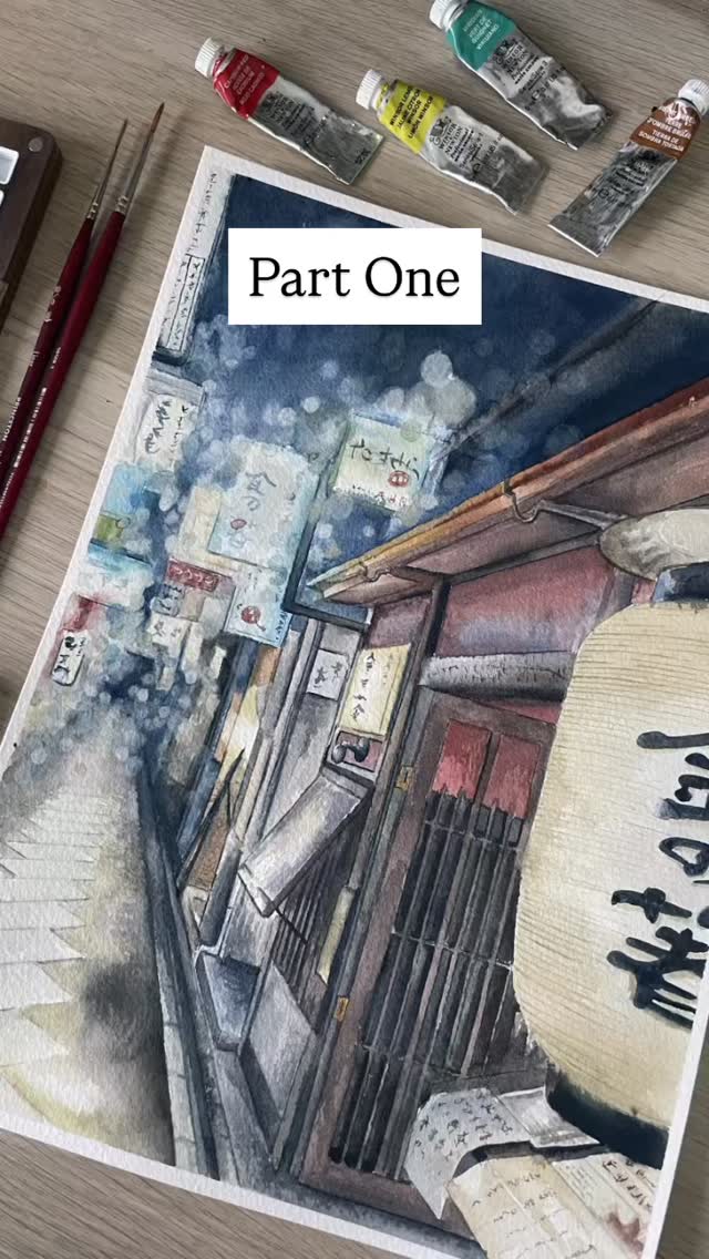 Part One. #streetsceneart #watercolourart #artprocess #paintingvideo