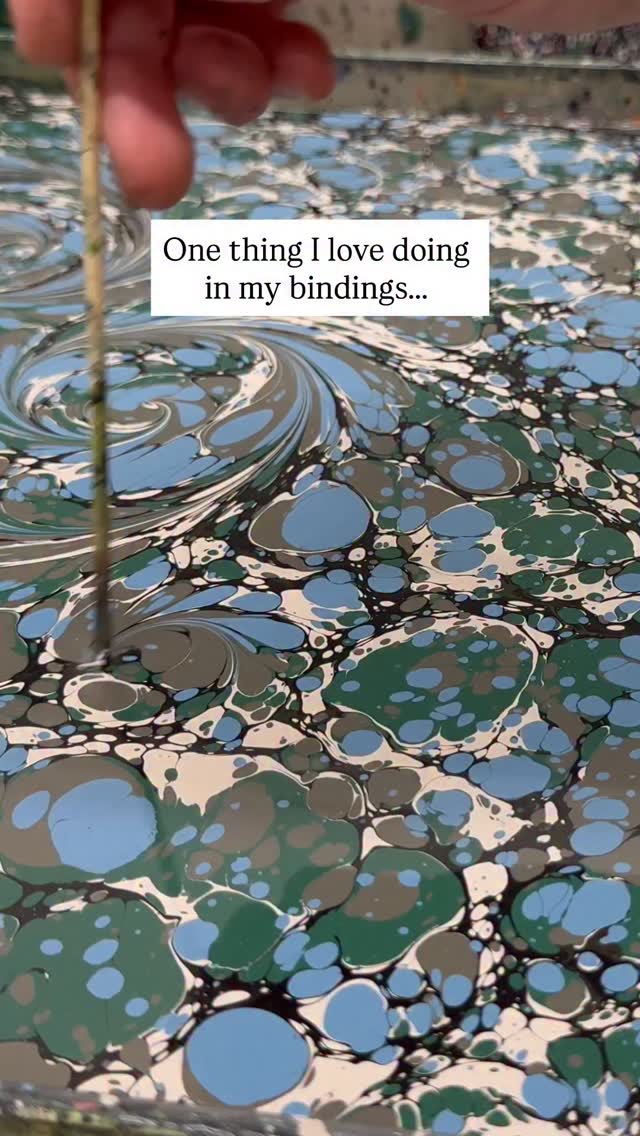 I usually marble the endpapers first, then visit my lovely local haberdashery with a sample of my marbled paper and find the perfect threads to match 🙌
This was a very fun rebinding project I did for @bbcarts series The Rebound for @josh_widdicombe (scroll down through my profile you’ll find it) ☺️