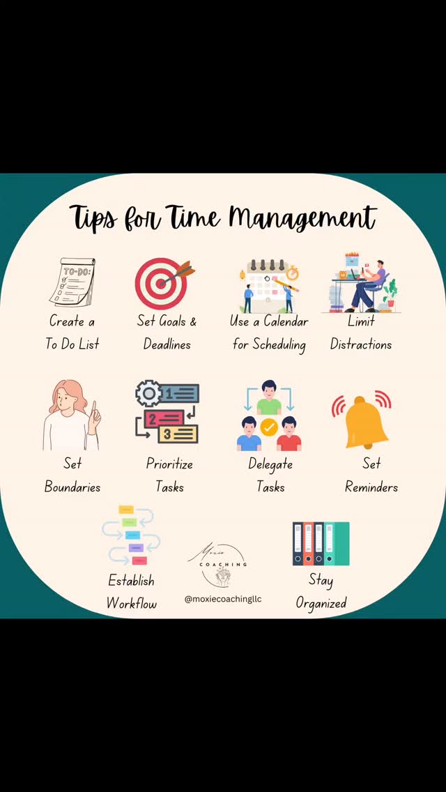 ⏰ Tips for Time Management (and Why It Matters)
Time management isn’t about doing more—it’s about doing what matters most.
✨ Simple changes make a big difference.
When you manage your time with intention, you create more space for focus, balance, and peace of mind.
👉 Ready to take control of your time? Let’s work together. Book a FREE Consultation today. (Send me a DM or Hit the Link in the Bio)
#TimeManagement #ProductivityTips #IntentionalLiving #WorkLifeBalance
#PersonalGrowth SelfLeadership LifeCoaching GoalFocused MoxieCoaching