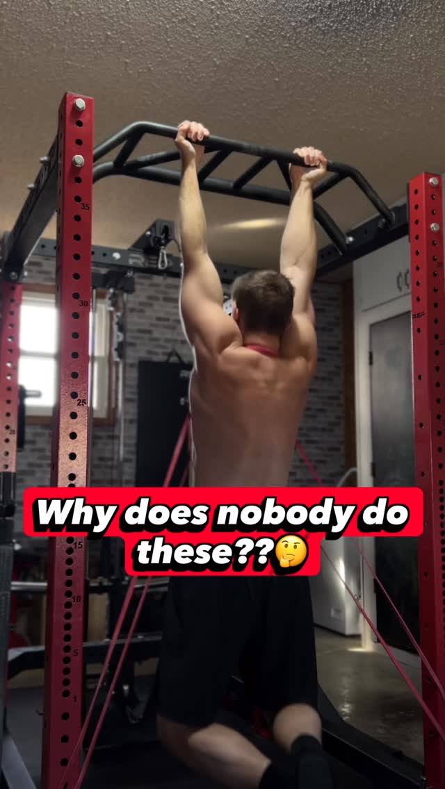 Pull-ups/chin-ups are an exceptionally hard exercise for a lot of people.
But if you’ve gotten to the point where you can do 15-20 in a row, trying to add more reps generally isn’t the best path forward.
You need to add resistance. Most people will do that with a weight belt. Weighted pull-ups are awesome and everybody who has gotten good at pull-ups should do them.
I never see people do band resisted pull-ups though🤔
It could be the fact that “science based lifters” have been emphasizing the stretched position for so long now that people think bands are “unoptimal”.
Well, good thing we now know that milking that stretched position is overrated. There is absolutely nothing wrong with overloading the top end of a movement.
Especially for pull-ups, the top end is often the hardest part for a lot of people. If you can get strong with this banded variation where the top is significantly harder, regular pull-ups are going to feel like a breeze.
⚠️I got so incredibly sore the first time I tried these, and I almost never get sore from pull-ups⚠️
Give these a shot and let me know what you think in the comments 💬
‼️Drop me a follow if you found this useful‼️