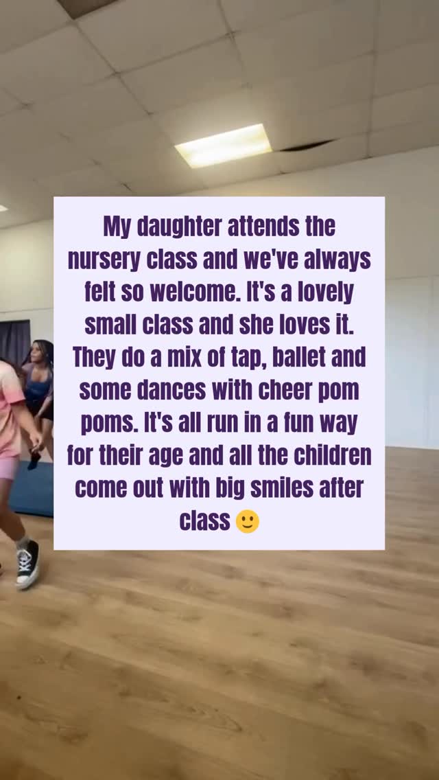 It’s always great to hear from our dance parents 👫
✨
We have THREE nursery classes now, Monday, Wednesday and Saturday… so there are plenty of options if you think your wee one 🧒 would enjoy dancing.
✨
We can’t wait to see you!