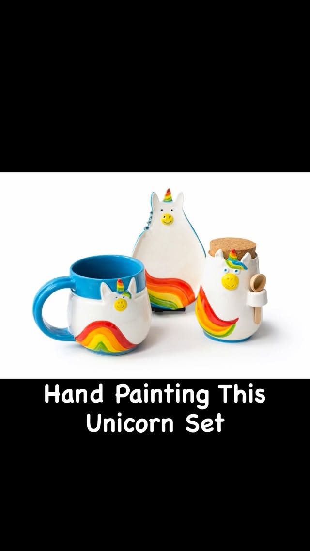 Mayco Stroke and Coat is so versatile. Here’s a video on how I used it to make this Unicorn set. #wheelthrownceramics #handbuiltceramics #tutorial #unicorns #rainbow