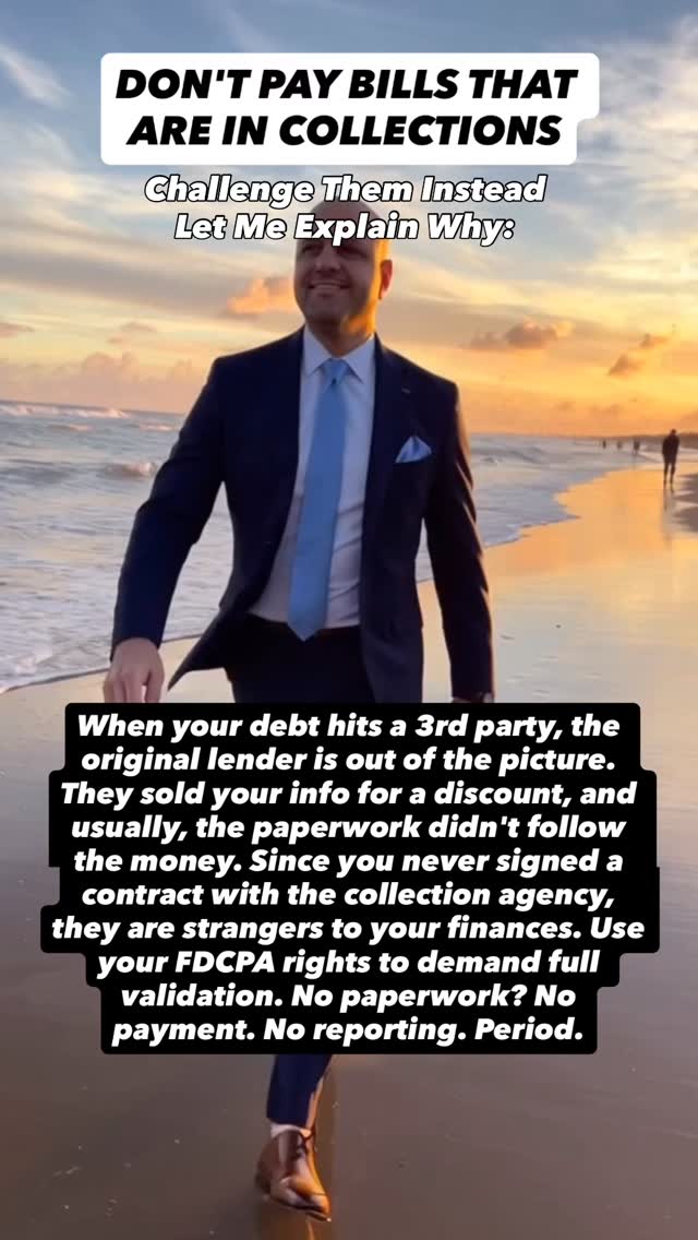 🛑 THE DEBT COLLECTION TRAP IS REAL
Stop letting 3rd party collectors bully your credit score. If your debt was sold, the game just changed in your favor. Here’s the reality they don’t want you to know:
• The Paperwork Gap: When debt is sold, 87% of the time there are either issue with the reporting of negative items ( due to their old softwares ) & many times actual evidence and proof like the details of your particular account gets lost in a pool of accounts. They bought your info in a spreadsheet, not a legal file.
• No Contract, No Case: You never signed a deal with the collection agency. You have no agreement with them. If they can’t produce the original paperwork with your signature, they are reporting illegally.
• The “Delete” Protocol: Under the FCRA, if they can’t validate that debt with original documentation within 30 days, they MUST delete it from your report.
• Kill the Leverage: Once that negative mark is gone, your score jumps. The debt might exist, but without the credit report, they have zero power over your future.
🦾 THE FORMER COLLECTOR ADVANTAGE
We aren’t guessing. We used to be the ones on the other side of the phone. We know exactly which folders are empty and exactly which laws they are breaking every single day.
🔥 GET THE 12 FREE PLAYBOOKS: We’ve compiled the exact frameworks, the letters, and the laws you need to start hitting back.
🔗 Link in Bio. Or comment “Free”