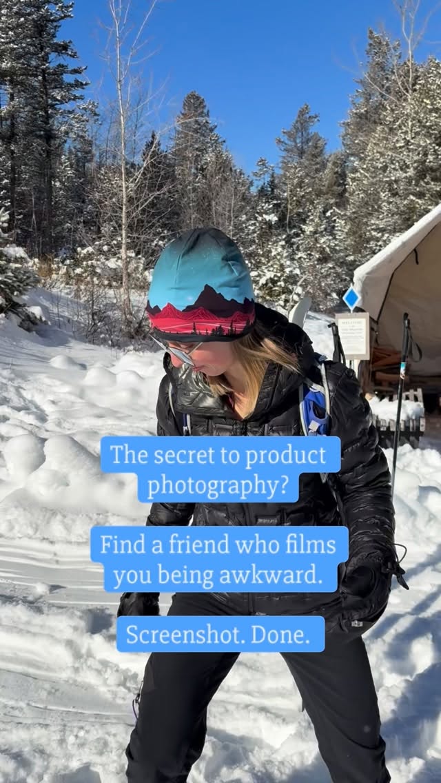 I’m awkward when it comes to modeling my own gear so I’ve found this to be a pretty foolproof method. Out of a 30 second video there has to be at least one that can be turned into a decent photo!
These beanies are so great for cold weather cardio, find them on my site!
#beanie #nordicski #mountainart #helmetbeanie #fattirebike