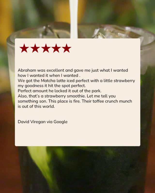 Nothing makes us happier than hearing you found your perfect🤩
matcha latte (with that little strawberry 🍓twist ), the perfect smoothie…
and of course, our toffee crunch munch doing its thing.
Thank you😁 for trusting us with your cravings and your coffee moments.
We’re here to get it just right — every single time.
See you soon for your next favorite drink.
#catcookieco