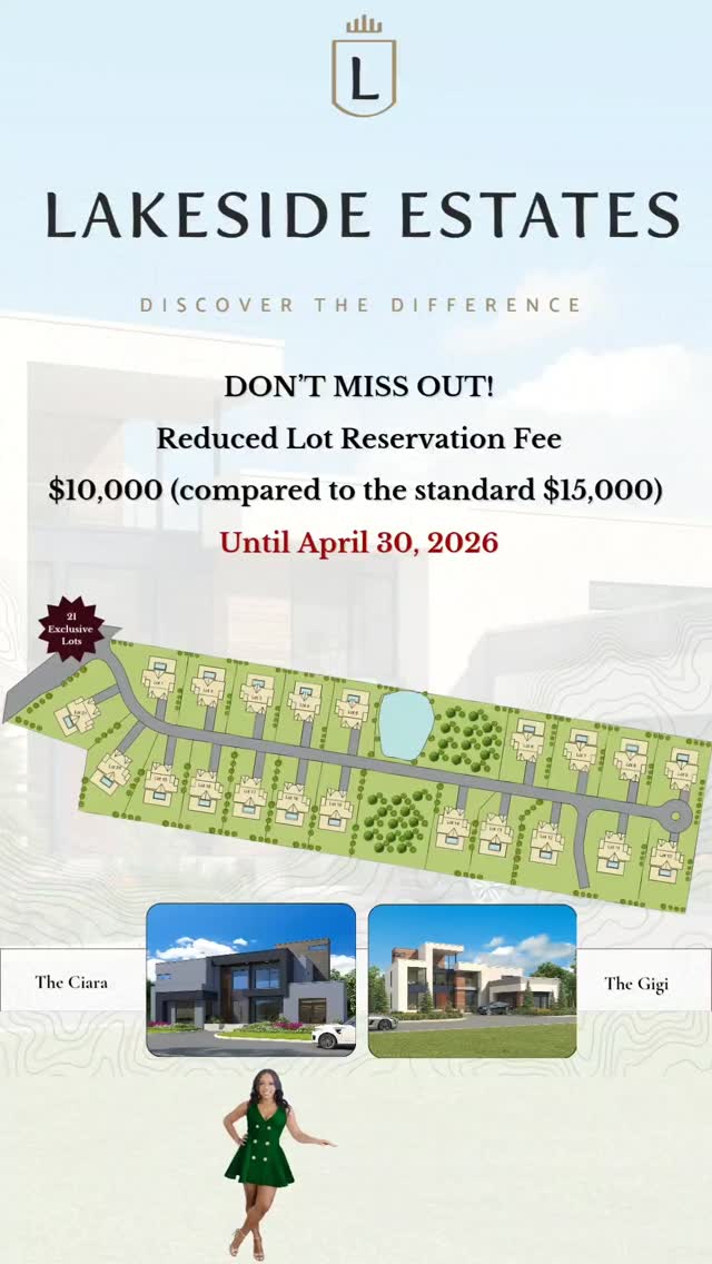 Let em know that we have movement!
Lakeside Estates, Atlanta’s premier, custom, all-modern community is underway! This is an exclusive community with only 21 spacious, ready-to-build lots and now is the time to secure yours!
Reserve your lot for $5k under the normal reservation fee by April 30th!
Now that things are underway, these won't last long. So if you know someone who is ready to build the all-modern home of their dreams, #letemknow that M. Lux Realty is ready to take it from here!
#mluxrealty #atlantarealestate #luxuryliving #atlanta