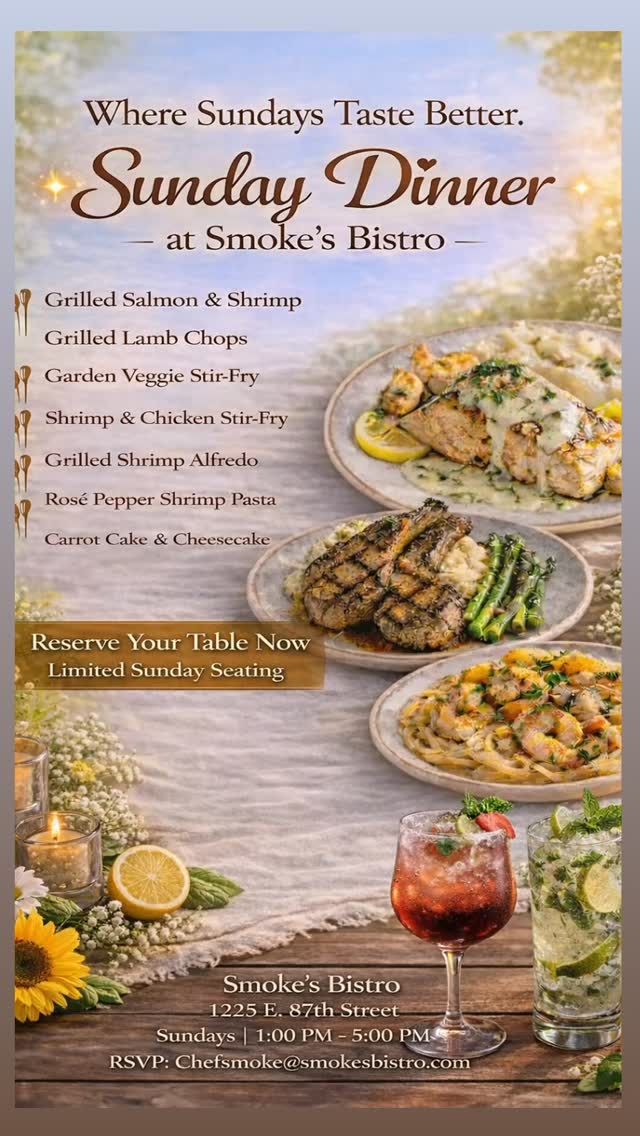 Join us for Sunday Dinner every Sunday from 1pm-5pm #smokesbistro #chicago #sunday #sundaydinner #restaurant