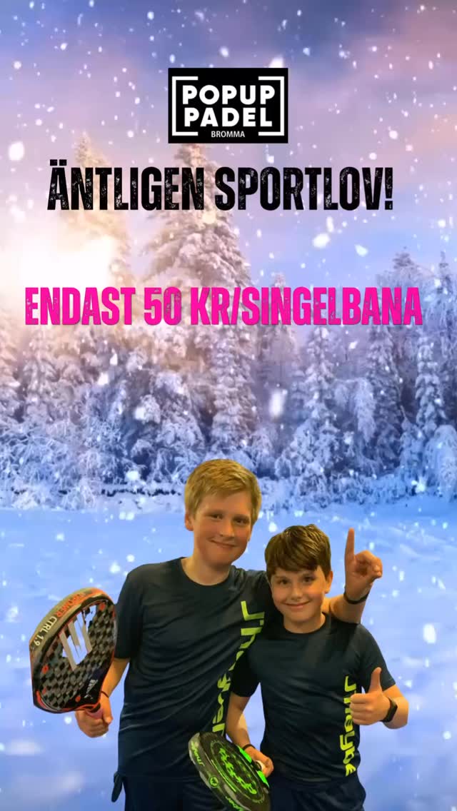 Kom och prova padel på sportlovet 👩🏻🤝👨🏽🎾
…
Vi vill ge alla barn och unga möjlighet att prova på padel oavsett förutsättningar! Därför har vi avsatt en singelbana för 50kr/bana hela lovet! Banan är paxad för barn och ungdomar som är nyfikna på padel och som vill prova att spela med en vän eller förälder. Låna rack och bollar och gratis! Boka alltid tid innan https://bit.ly/sportlov26
#sportlov #sportlovsaktivitet #padel