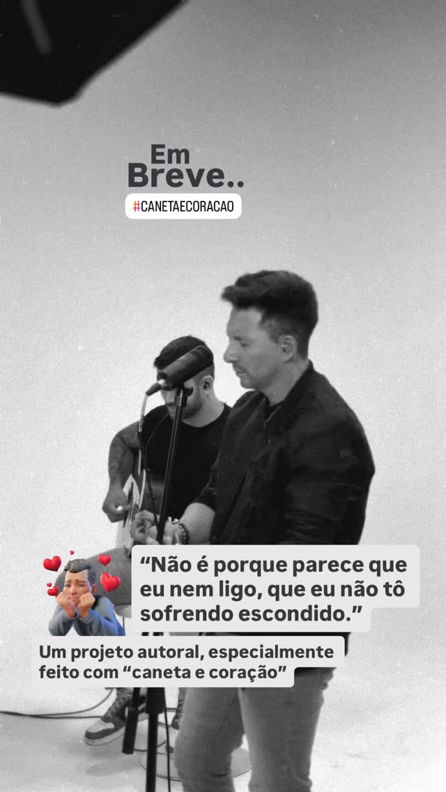 Em breve…
Caneta e Coração – Vol. 1
Porque nem toda canção nasce no papel.
Algumas nascem primeiro no coração.
🎶 Jean Filipe
⸻
Hashtags:
#CanetaECoração #JeanFilipe #ProjetoAutoral #musicaautoral
#sertanejo