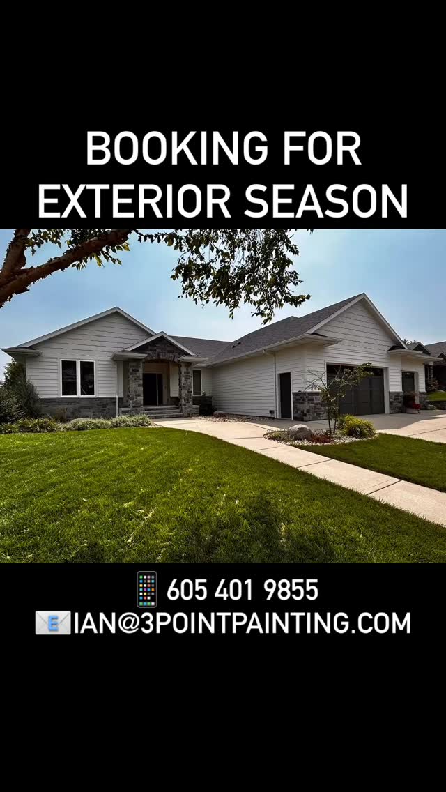 We are now booking for the Exterior Painting Season. Call or Text for your FREE Estimate 605 401 9855 or ian@3pointpainting.com #3pointpainting #interiorpainting #siouxfallspainter #exteriorpainting #3ppfullhomeservices home