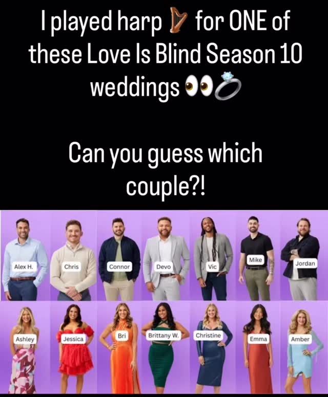 I played harp for one of these Love is Blind Season 10 weddings 👀 🎶
Take your best guess - which couple do you think chose harp for their wedding!?👇
Let me know your guess in the comments!! 😊
.
.
.
#loveisblindseason10 #loveisblind #loveisblindnetflix #columbuswedding #liveweddingmusic #realitytv