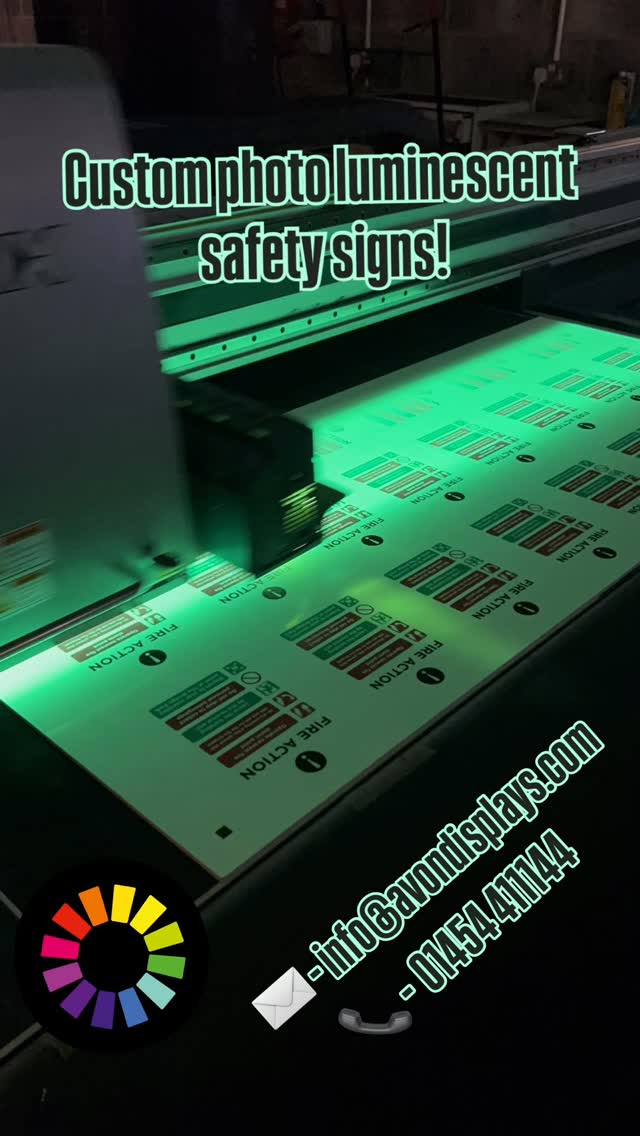 Look at that glow! 💡
Photo luminescent safety signs, UV printed with with our in house flat bed. Get in touch for custom orders!
✉️ - info@avondisplays.com
📞 - 01455 411144
#photoluminescentsigns #firesafetysigns #safetysigns #bristolsigns #glowinthedarksigns