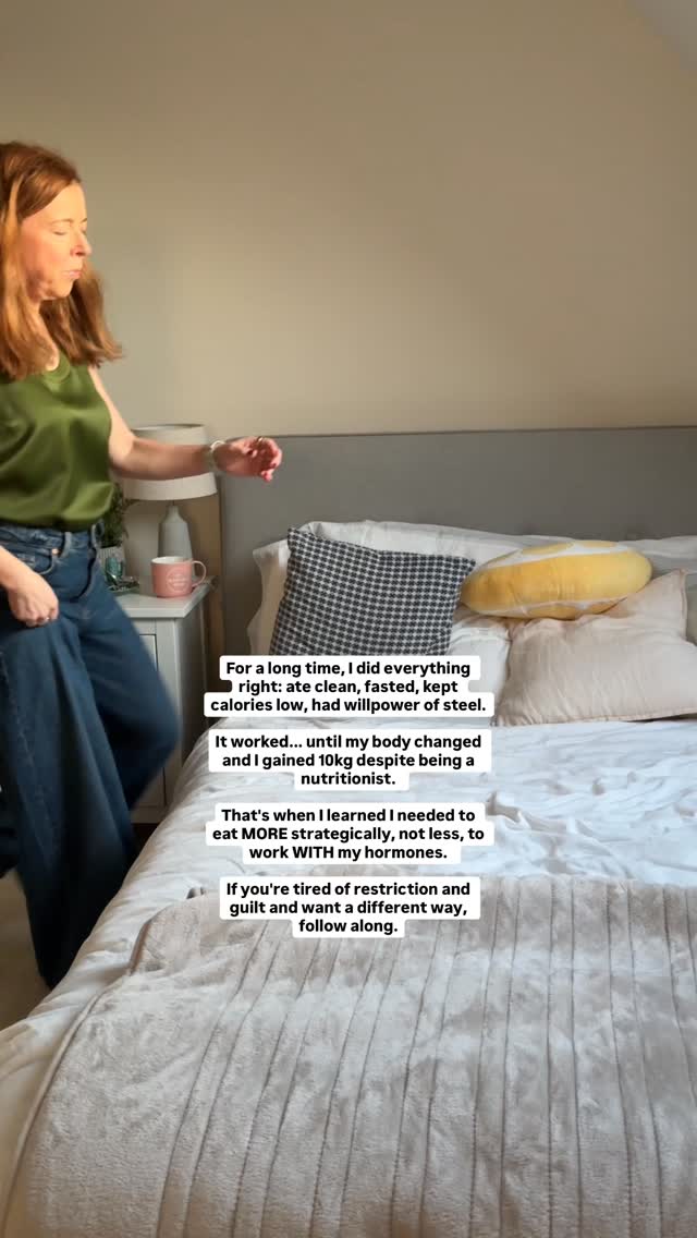 For the longest time, I had a system to keep my weight in check: ate clean, fasted, kept calories low, had willpower of steel.
It worked... until my body changed at 46 and I gained 10kg despite being a nutritionist.
That’s when I learned I needed to eat MORE strategically, not less, to work WITH my hormones.
Here’s what that actually looks like 👇🏻
• Eating enough of the right foods to support your metabolism (not starving it)
• No more 3pm energy crashes or evening cravings
• Working with your changing hormones, not against them
• Why that evening wine isn’t the enemy (but your morning routine might be)
• A framework that fits your actual life, not another restrictive diet
It’s not about perfection or giving up the things you love or feeling guilty. It’s about understanding what your body actually needs now.
This is what I teach in my Amazon #1 bestselling book and group programme - the Midlife Method that works for midlife bodies.
Follow along if you’re ready to stop fighting your body and start working with it (and for the occasional cat content 🐱)
#MenopauseweightLoss #Perimenopausenutrition #Midlifemetabolism
