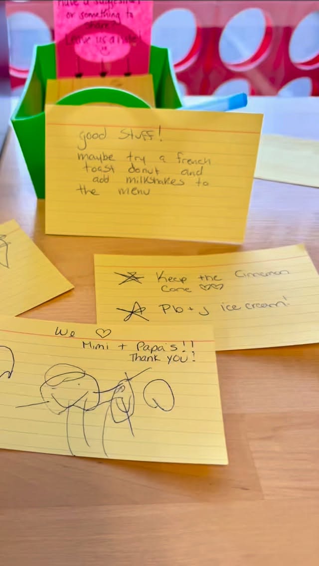 ❤️We absolutely love getting suggestions and seeing what we can do to make them happen.
Sometimes we receive notes that suggest things we already have or serve.
That’s a great indicator that we could do better at advertising that thing or that flavor, so hopefully this helps.❤️
🥤We have served milkshakes since we opened in June 2022 and they are fabulous! 😋🙌🥤
🥤Start by choosing one (or two) of our super premium flavors, sherbets, or oat creams.
🥤Select any toppings and/or syrups (optional)
🥤We’ll blend it all together in our @swirlfreezemachine with a little milk (or slushy, or even a drink from the fridge) and top with whipped cream and a cherry (if you like)🥰
🥤16oz serving
p.s. a French toast donut sounds amazing and we will definitely be working on that! We hope you’ll give our milkshakes a try! ❤️
324 Village Road ~ Leland, NC
Fall/Winter Hours:
Sun: 12-8pm
Mon: CLOSED
Tue-Thu: 2-8pm
Fri-Sat: 12-9pm
#mimiandpapaspopcorn #alwaysimproving #customerfeedback #milkshake