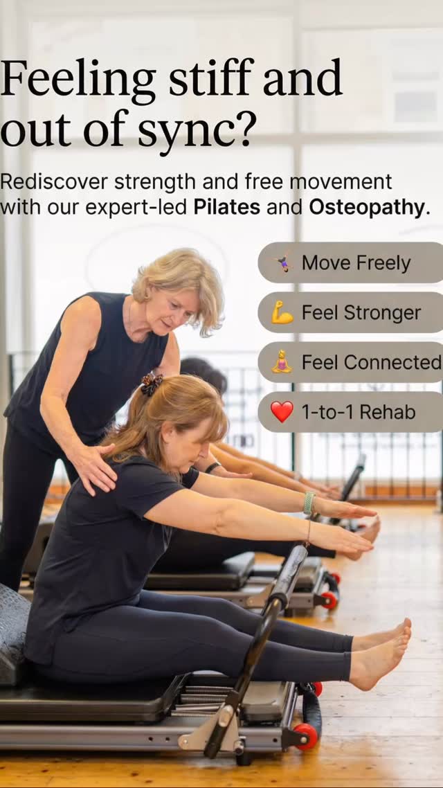 Rehabilitation works best when structure and function are addressed together.
Combining osteopathy with Pilates creates a powerful, evidence-informed pathway for recovery.
Osteopathy focuses on restoring joint mobility, reducing tissue restriction, and improving circulation and neuromuscular balance through hands-on assessment and treatment. It addresses the why behind pain or dysfunction — joint mechanics, fascial tension patterns, autonomic imbalance, or compensatory movement strategies.
Pilates then reinforces those changes through precise, controlled movement. It develops:
• Segmental spinal control
• Deep stabilizer activation (transversus abdominis, multifidus, pelvic floor)
• Scapular and pelvic stability
• Breathing mechanics
• Movement efficiency and load tolerance
Manual therapy creates the window of opportunity. Targeted movement training makes the results sustainable.
This integrative model is particularly effective for:
• Low back and neck pain
• Postural dysfunction
• Post-surgical rehabilitation
• Sports injuries
• Chronic tension patterns
• Hypermobility and instability
The goal isn’t just symptom relief — it’s restoring resilient, adaptable movement.
Hands-on care + intelligent movement = long-term change.
#Osteopathy #PilatesRehab #MovementMedicine #InjuryRecovery #functionalrehabilitation