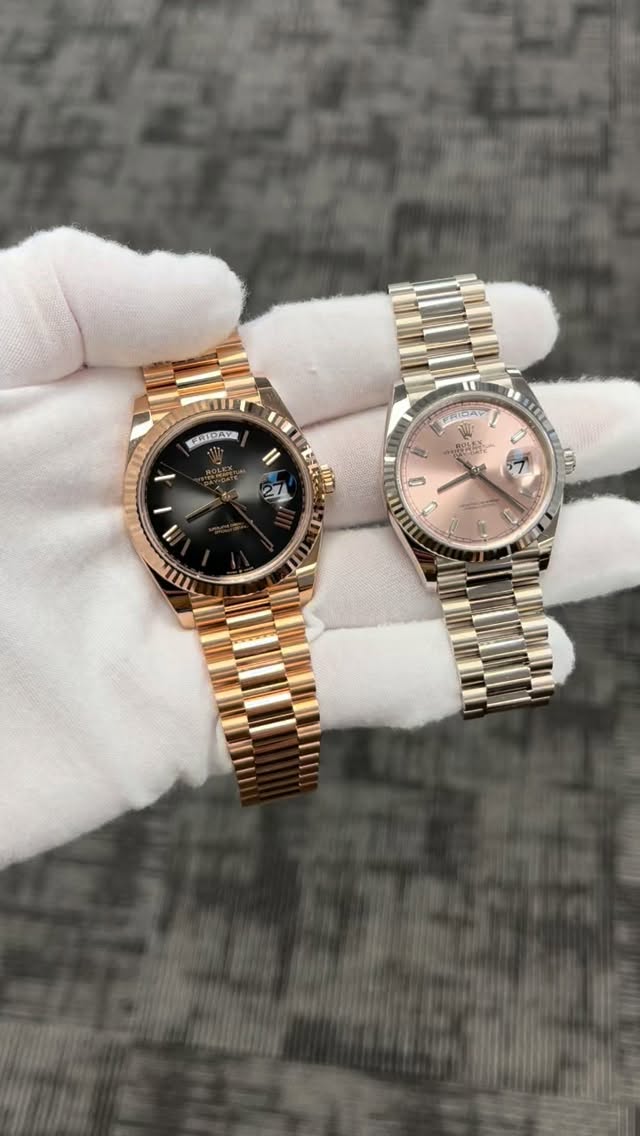 His and hers Day Dates have arrived. 228235 Slate Ombre & 128239 Pink Baguette. Fresh February 2026 unworn sets. #rolex #forsale #wristcandy #luxurywatch #wristgame #timepiece #luxurywatches #watchcollector