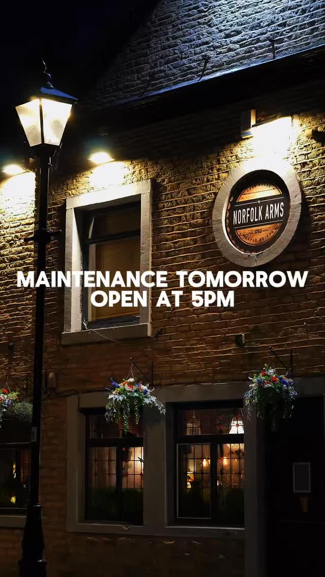 Closed for maintenance tomorrow morning, Tuesday 24th February 🔧
We’ll be back open at 5pm tomorrow so pop in and see us in the evening, thanks for bearing with us 🤎
#NorfolkArms #MarpleBridge #YourLocal