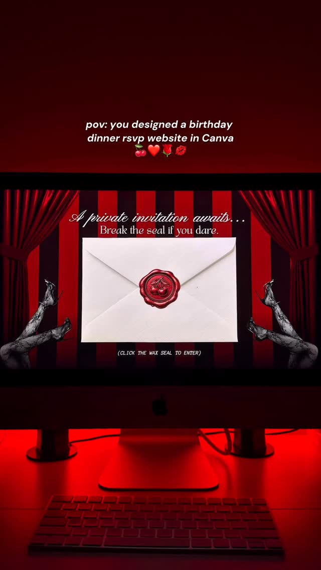 “She’s the Cherry on Top” isn’t just an invite, it’s a whole atmosphere. Dark. Dramatic. Unforgettable before guests even arrive.🍒❤️💋
Now offering custom & premade Canva-hosted invitation websites for birthdays, milestone celebrations, girls trips, bridal events, and luxe dinners.
One mobile-friendly link. Your theme. Dress code. Event details. RSVP. All in one place.
Stop sending PDFs. Send a website.
Now live at www.sxmplycasco.com ✨
#birthday #birthdaytheme #canvatemplate #canvadesigns #cherryontop