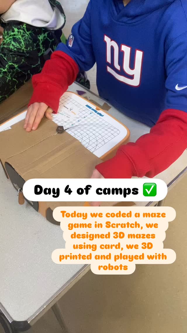 Day four is complete! Only one day of holiday clubs left. Today we coded maze games in Scratch, which everyone did really well in. Next, we continued with the maze theme and created our own 3D cardboard mazes, and got familiar with the Beaver Bot (in the photo). Then, we did some 3D printing and robots to end the day. #younginnovatorsclub #stemeducation #codingforkids