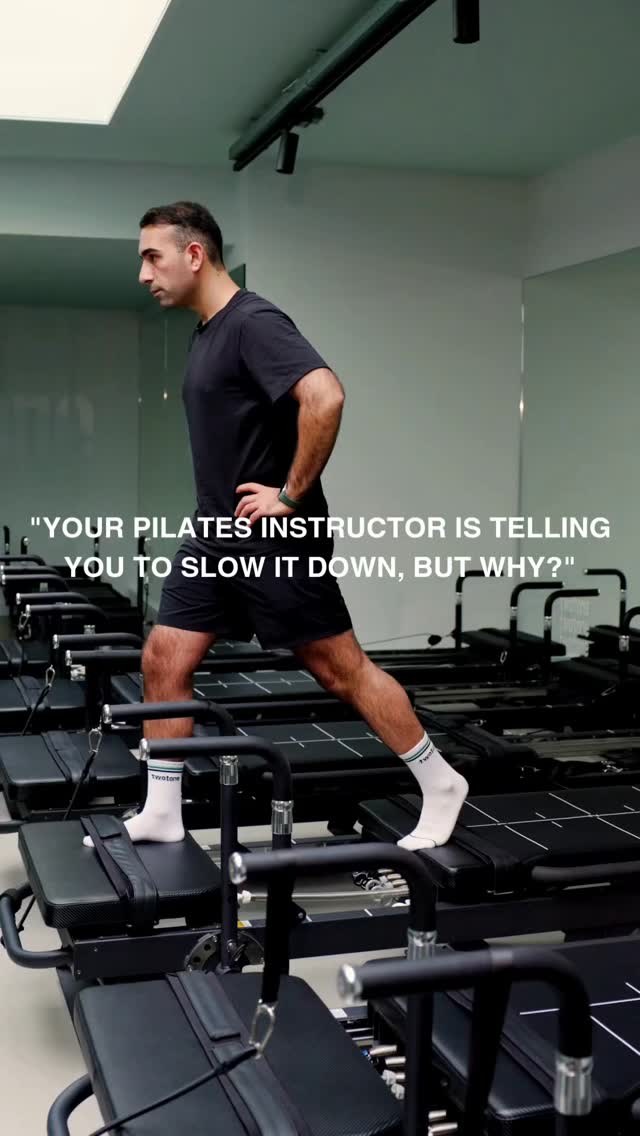 Your Pilates instructor keeps saying “slow it down” and there’s a reason.🙂
-Moving slower increases time under tension, which helps build strength and muscular endurance.
-It sharpens your mind–muscle connection, so you’re not just moving through exercises, but actually controlling them.
-Slowing down also improves your form and alignment, allowing you to move with intention instead of momentum. -Add conscious breathing, and suddenly every rep becomes more effective.
In Pilates, slower doesn’t mean easier. �It means smarter, stronger, and more connected movement.