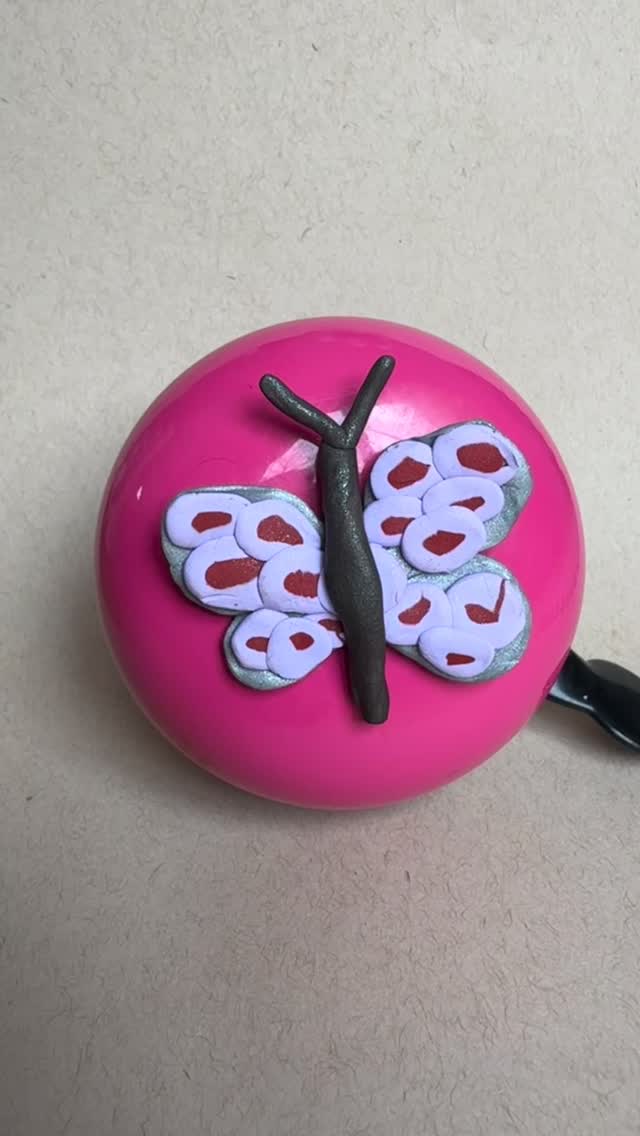 9-year-old guest artist!!! She came up with this all on her own, and we just knew we needed to add butterfly bells to our line-up! We love collaborating!
This incredible butterfly bell was made with polymer clay, covered in weather-resistant resin and mounted on a bicycle bell for forever use in all conditions!
#artistcollaboration #polymerclaycreations #guestartist