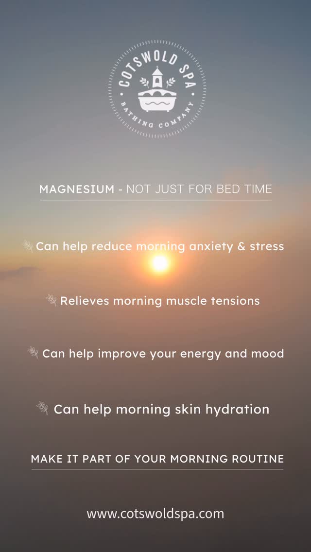 Magnesium isn’t just used for winding down at night — its a powerful way to start your morning feeling refreshed, relaxed, and ready for the day ✨
A warm morning soak can help:
🌿 Ease muscle stiffness after sleep
🌿 Gently awaken your body and circulation
🌿 Support relaxation without making you sluggish
🌿 Leave you feeling clear, calm, and revitalized
While many people associate Epsom salt baths with bedtime routines, using them in the morning can create a grounded, balanced start to your day. Think of it as mindful energy — relaxed but alert.#cotswoldspa #calmandtranquility #epsomsalts #magnesium #selfcareritual