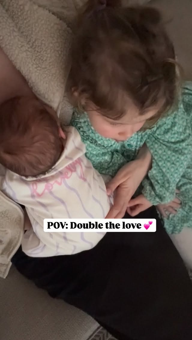 POV: Newborn baby girl & sister 💕🌸 double the cuddles, double the love! #doublethelove #sistersister #girlmum #babygirl #dreamcometrue❤️