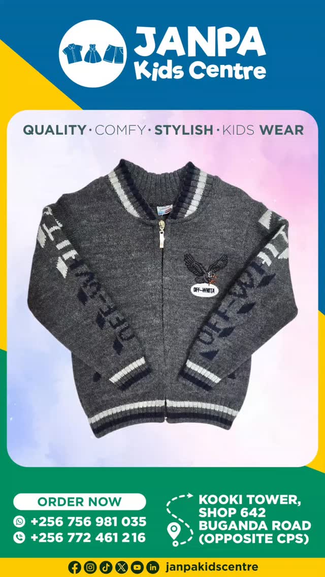 Keep your kids/children warm during these rainy and cold days and nights.
JANPA Kids Centre has the best kids sweaters.
Call or WhatsApp Us on +256756981035
#kidsclothing
#kidssweater
#janpakidscentre