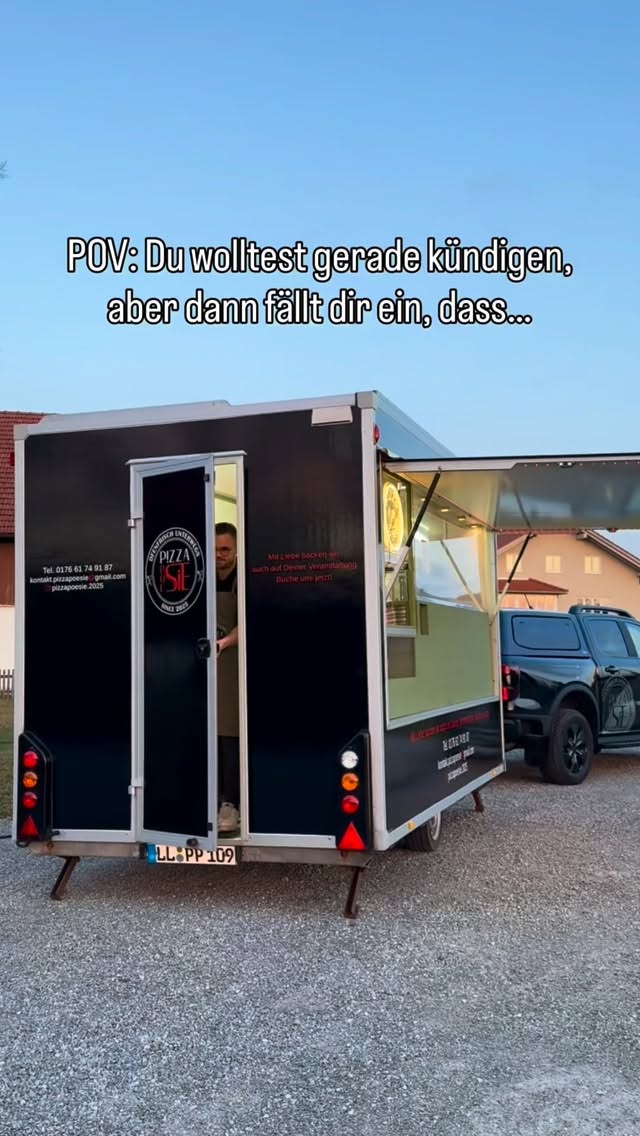 Wer kennt’s? 🫠
Lass ein „❤️“ da, folge uns und komm‘ uns an einem unserer Standorte persönlich besuchen!
HOHENFURCH | HOFSTETTEN | LUDENHAUSEN | WESSOBRUNN | FORST | APFELDORF
#pizzapoesie #pizza #foodtruck #selbststandig #kündigung