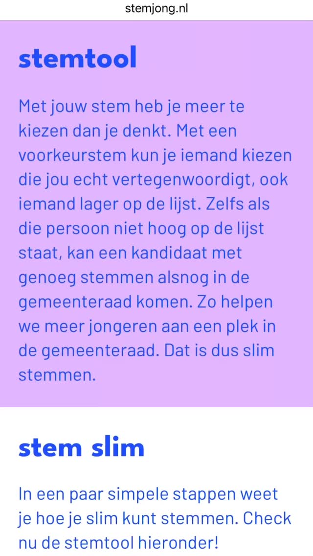 Onze stemtool is nu live voor de gemeenteraadsverkiezingen! π³οΈ
Vanaf vandaag kun je op onze website via de stemtool checken voor 15 grote gemeenten welke jonge kandidaten verkiesbaar zijn op 18 maart.
We vertellen je ook hoeveel jongeren de verschillende partijen op de lijst hebben staan en aan de stippellijn in de tool kun je zien hoeveel jongeren er op een verkiesbare plek staan en hoe je ze slim de gemeenteraad in kunt stemmen. Maar daarover later meer! πβ¨
Welke gemeente ga jij checken?
πͺπΊ Co-funded by the European Union
#stemjong #voteyoung #gemeenteraadsverkiezingen #jouwstemtelt #gemeenteraadsverkiezingen2026