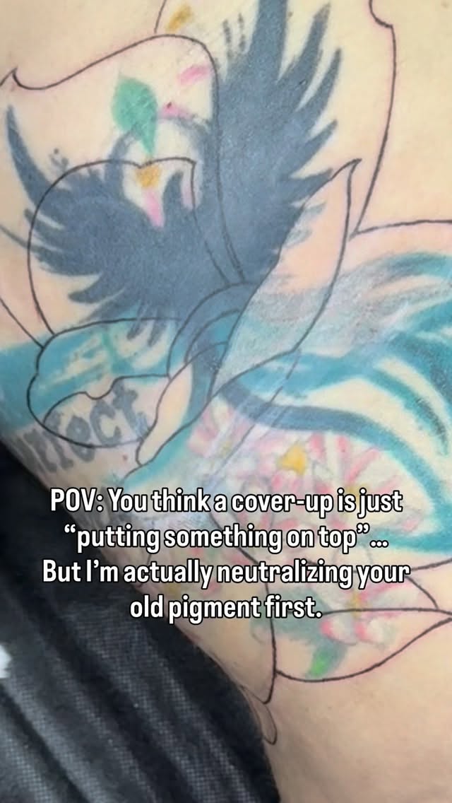When we do a cover-up, we are not tattooing on a blank canvas. There is already pigment in the skin, and that pigment will always influence the new tattoo.
Tattoo ink doesn’t completely disappear from the skin. Even when it fades, the tone underneath can still affect the final result.
That’s why in many cover-ups we first do a neutralization session.
Neutralization is the process of softening and balancing the old pigment before creating the new design. Instead of trying to immediately hide everything with darker ink, we gradually reduce the visual impact of the old tattoo so the new one can heal and show properly.
This process helps:
• improve the final color balance
• avoid muddy or overly dark tattoos
• create a cleaner result for the new design
Sometimes one session is enough, but depending on how saturated the old tattoo is, multiple sessions may be necessary.
Cover-ups are not just about hiding a tattoo.
They’re about rebuilding the skin with a new design that actually works.
If you’re thinking about covering an old tattoo, the process always starts with understanding what’s already in the skin.
📍Austin, TX
#austin #austintattoo #atx
